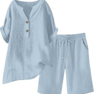Women's Linen-Blend Tank & Shorts Set
